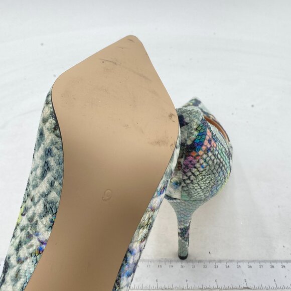 YDN Snakeskin Green High Heels Pumps Slip on Stiletto Animal Printing Shoes - Picture 6 of 8